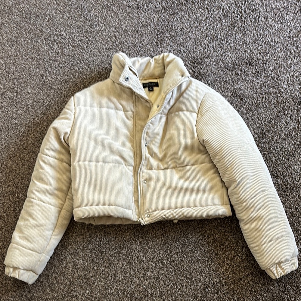 Cropped Beige Corduroy Jacket